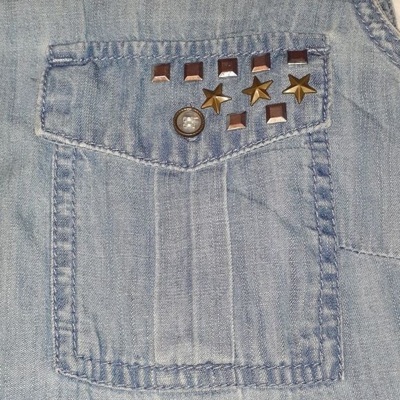 INC Sleeveless Denim Studded‎ Shirt 6 Rocker Punk - Picture 3 of 6